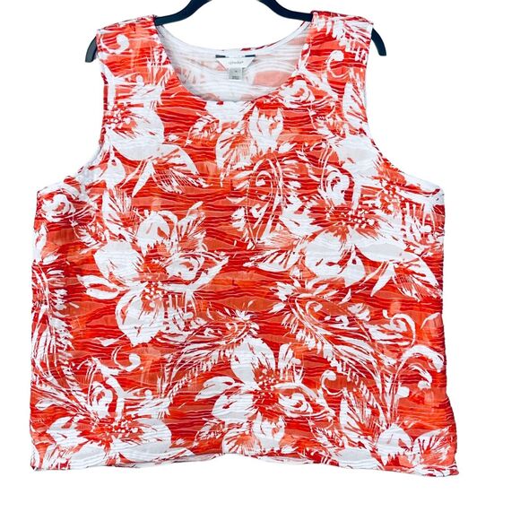 CJ Banks 3X-Large Top Floral Sleeveless Stretch Scoop Neck Textured Semi-Sheer - Picture 1 of 6